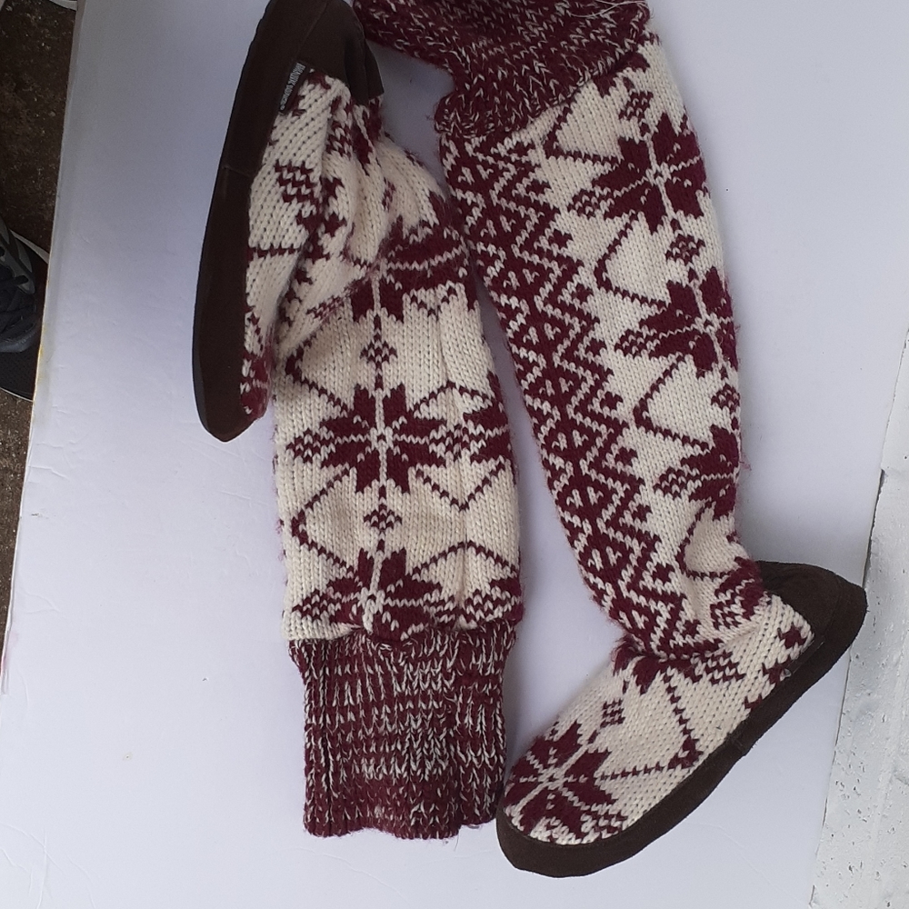 Muk Luks Knitted Knee Length Slippers
